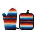 Tribal Mexican Blanket Pattern Print Oven Mitt And Pot Holder Set