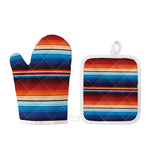 Tribal Mexican Blanket Pattern Print Oven Mitt And Pot Holder Set