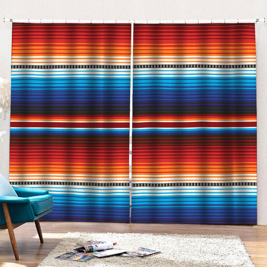 Tribal Mexican Blanket Pattern Print Pencil Pleat Curtains