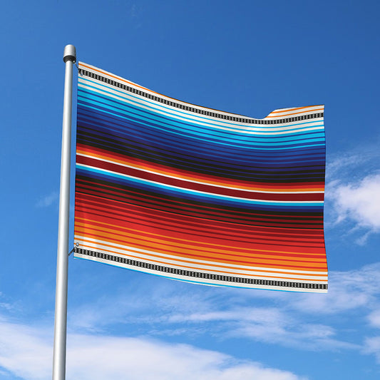 Tribal Mexican Blanket Pattern Print Polyester Flag
