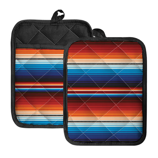 Tribal Mexican Blanket Pattern Print Pot Holders With Pocket