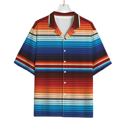 Tribal Mexican Blanket Pattern Print Rayon Hawaiian Shirt