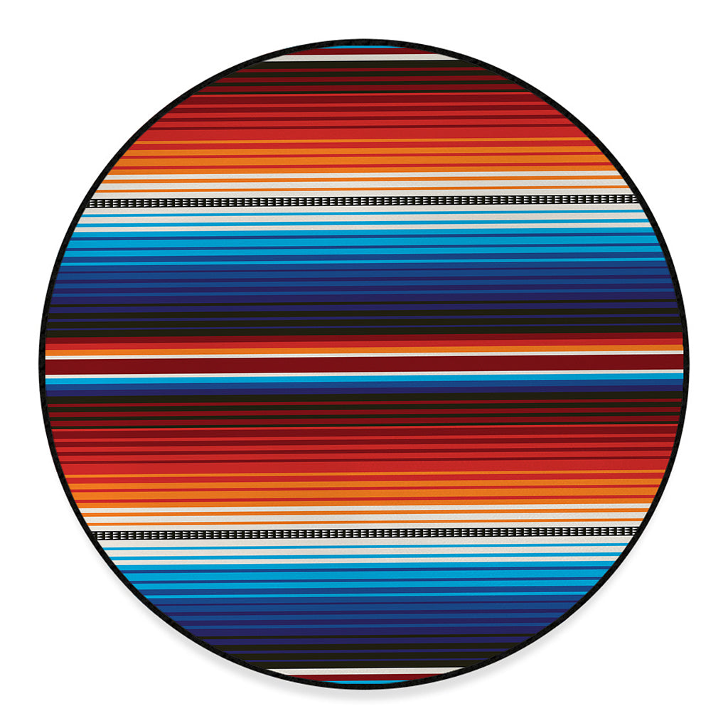 Tribal Mexican Blanket Pattern Print Round Floor Mat
