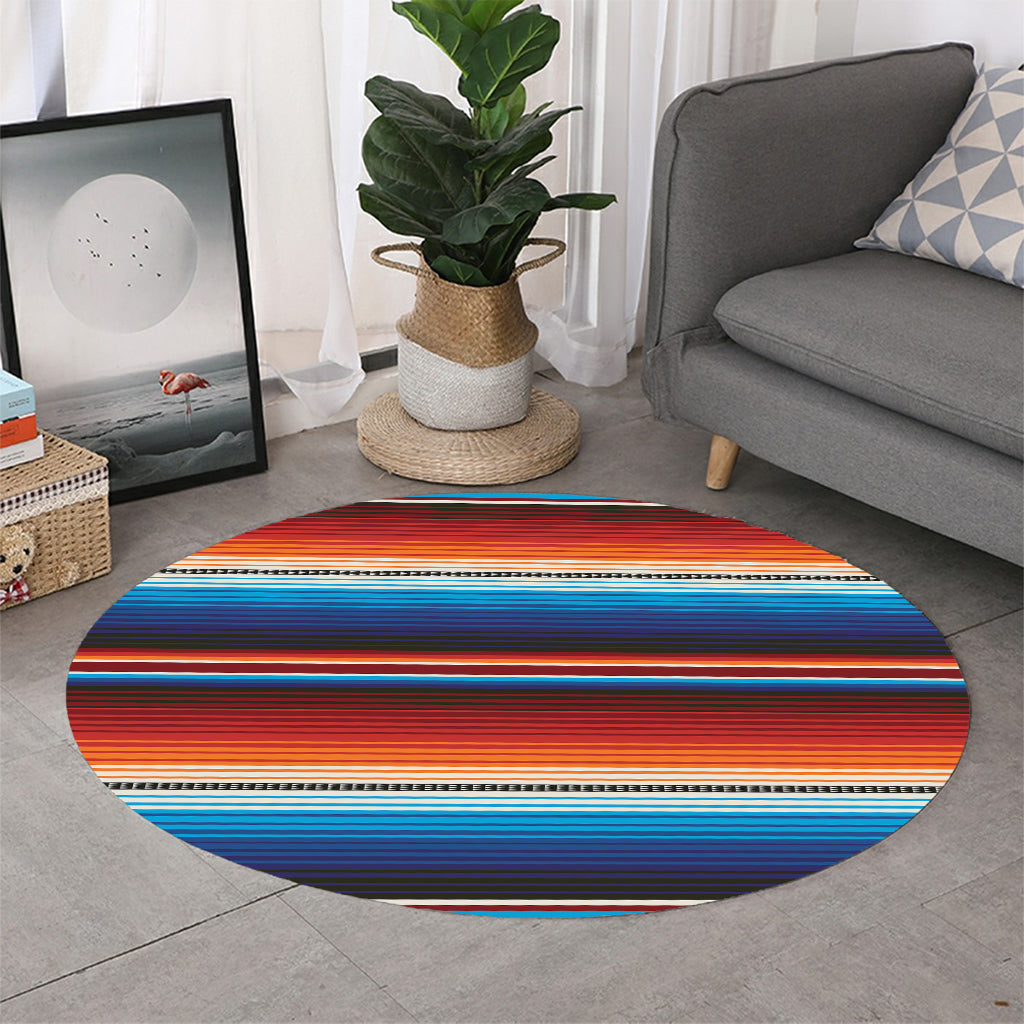 Tribal Mexican Blanket Pattern Print Round Rug