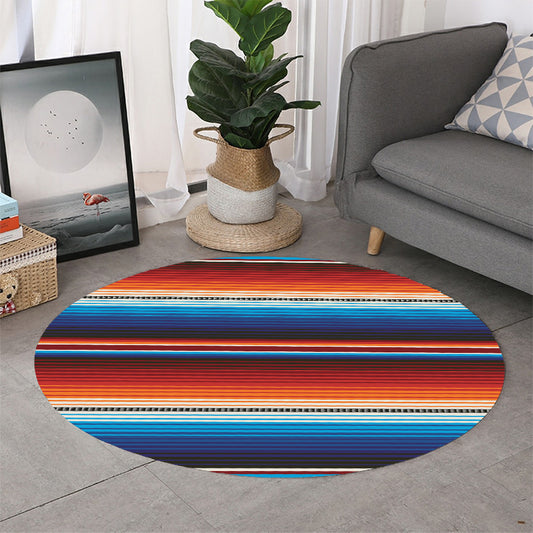 Tribal Mexican Blanket Pattern Print Round Rug