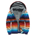 Tribal Mexican Blanket Pattern Print Sherpa Lined Zip Up Hoodie
