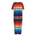 Tribal Mexican Blanket Pattern Print Short Sleeve Long Nightdress