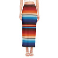 Tribal Mexican Blanket Pattern Print Side Slit Maxi Skirt