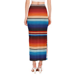 Tribal Mexican Blanket Pattern Print Side Slit Maxi Skirt
