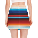 Tribal Mexican Blanket Pattern Print Side Slit Mini Skirt