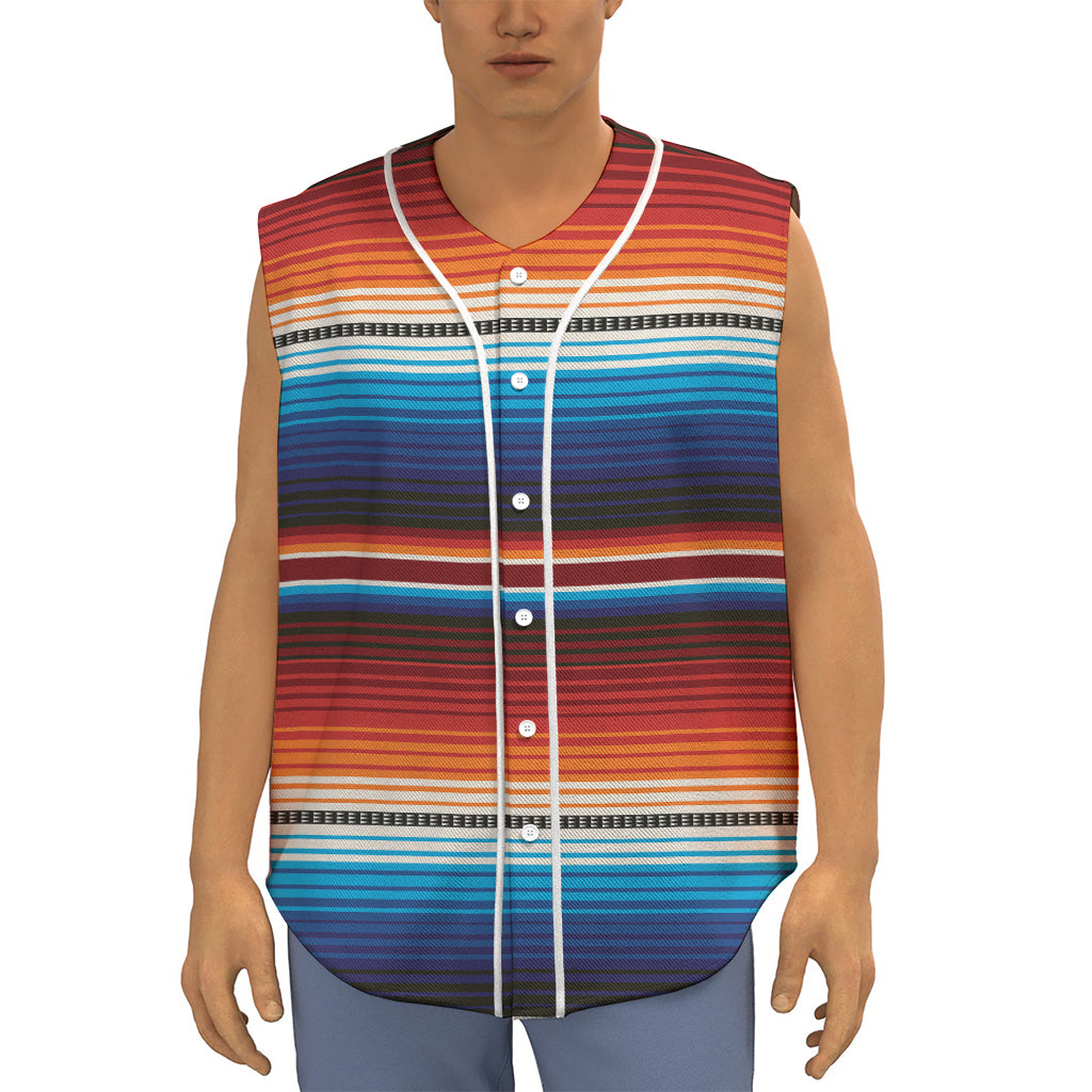 Tribal Mexican Blanket Pattern Print Sleeveless Baseball Jersey
