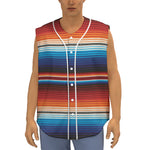 Tribal Mexican Blanket Pattern Print Sleeveless Baseball Jersey