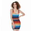 Tribal Mexican Blanket Pattern Print Sleeveless Bodycon Dress