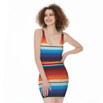 Tribal Mexican Blanket Pattern Print Sleeveless Bodycon Dress