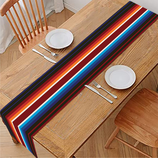 Tribal Mexican Blanket Pattern Print Table Runner