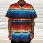 Tribal Mexican Blanket Pattern Print Textured Short Sleeve Shirt