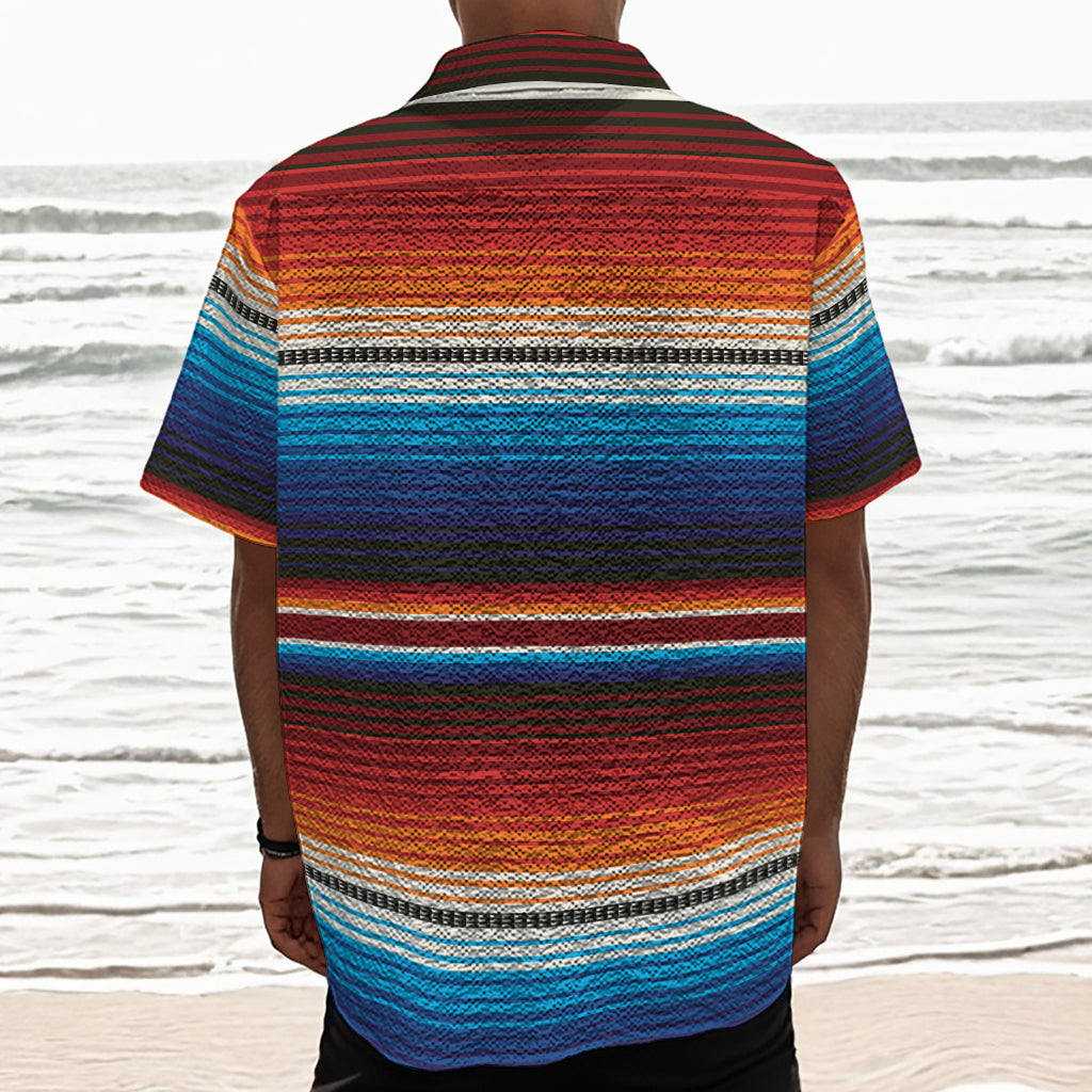Tribal Mexican Blanket Pattern Print Textured Short Sleeve Shirt