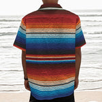 Tribal Mexican Blanket Pattern Print Textured Short Sleeve Shirt