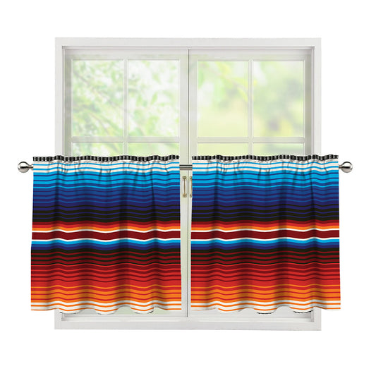 Tribal Mexican Blanket Pattern Print Tier Curtains