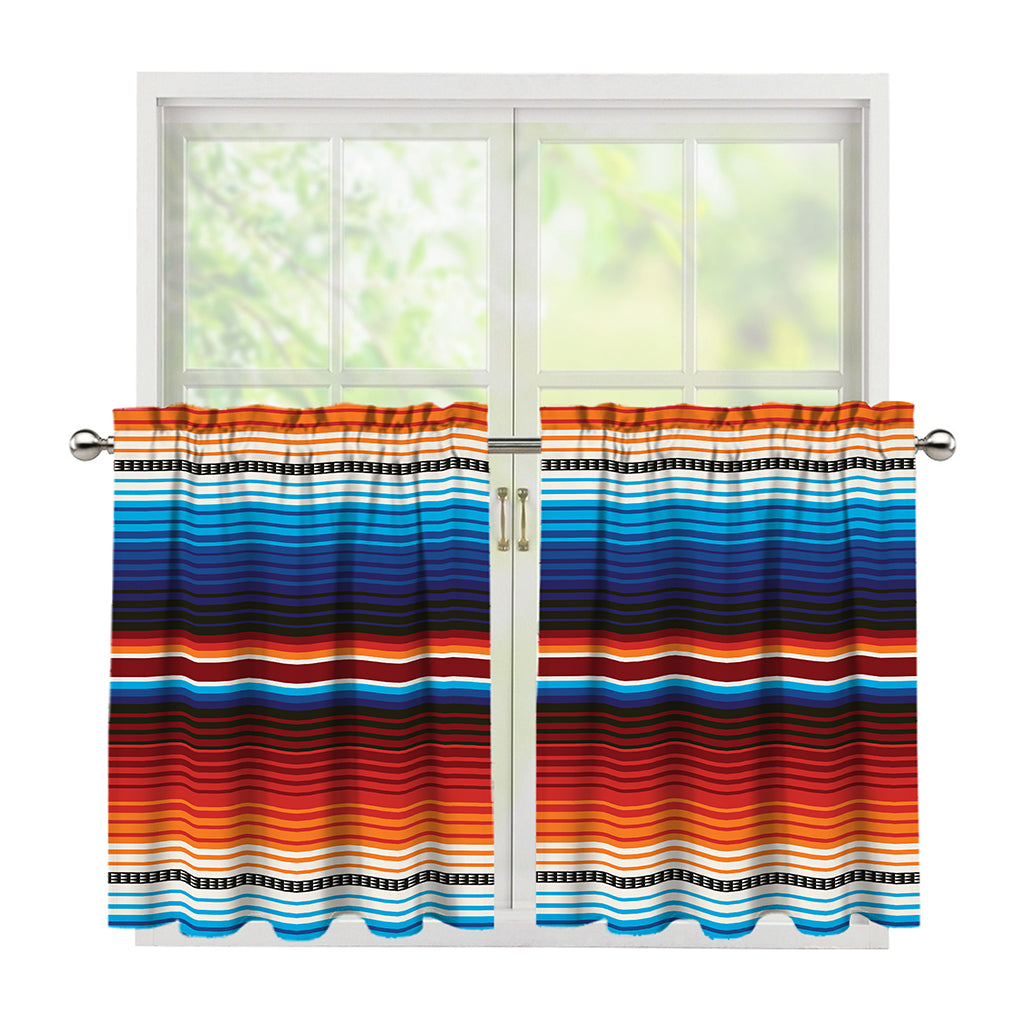 Tribal Mexican Blanket Pattern Print Tier Curtains