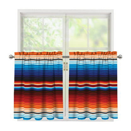 Tribal Mexican Blanket Pattern Print Tier Curtains