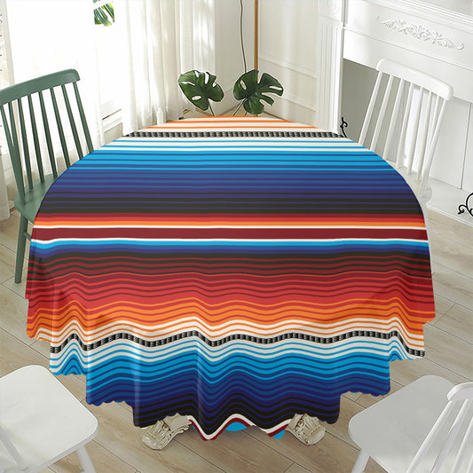 Tribal Mexican Blanket Pattern Print Waterproof Round Tablecloth