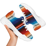 Tribal Mexican Blanket Pattern Print White Chunky Shoes