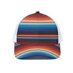 Tribal Mexican Blanket Pattern Print White Mesh Trucker Cap