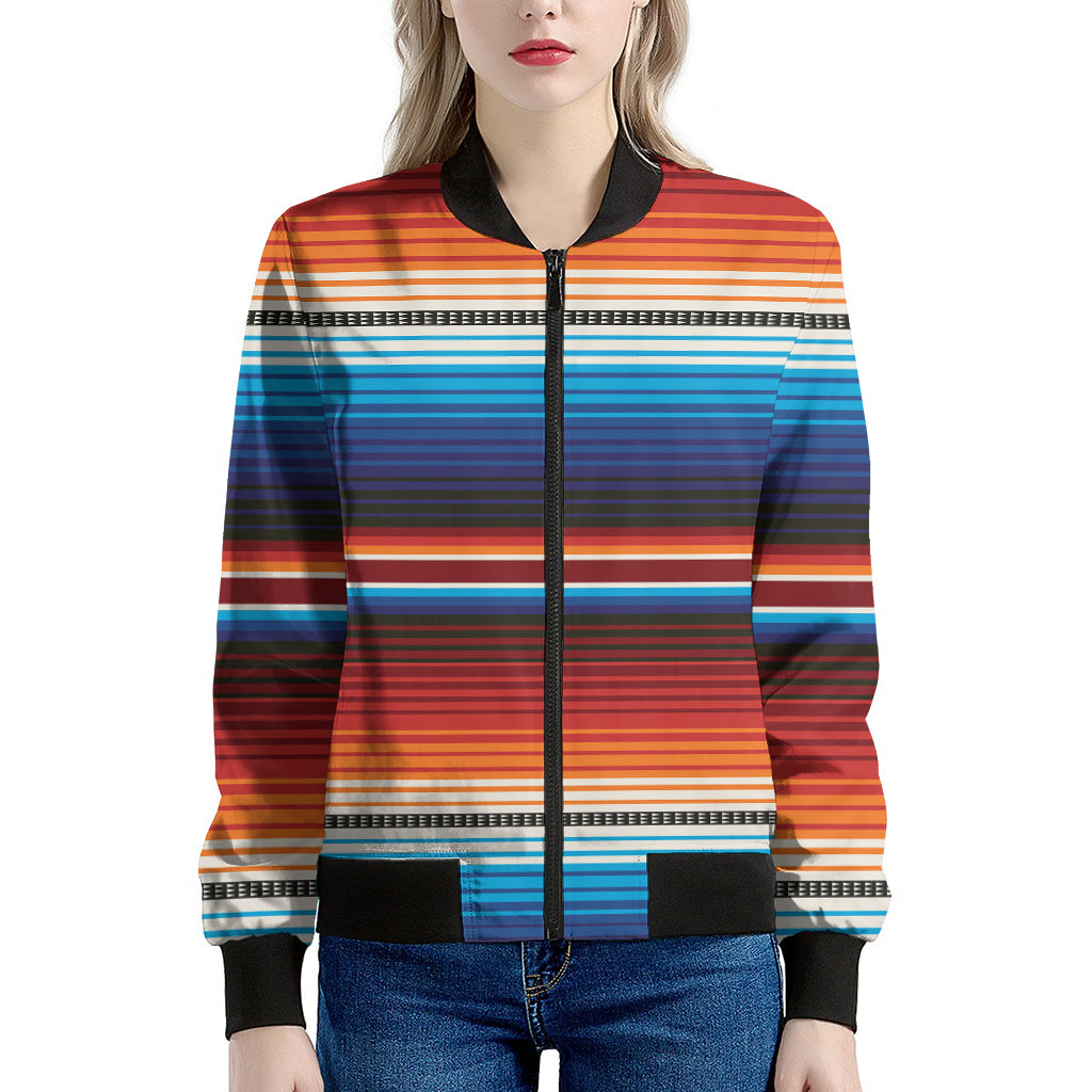 Tribal Mexican Blanket Pattern Print Women's Bomber Jacket