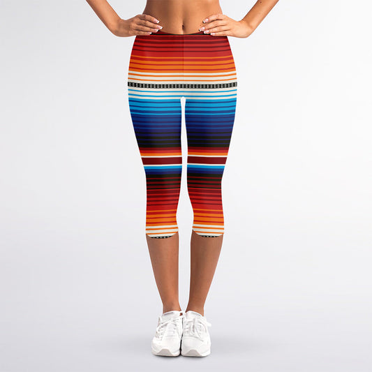 Tribal Mexican Blanket Pattern Print Women's Capri Leggings