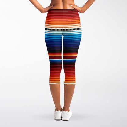Tribal Mexican Blanket Pattern Print Women's Capri Leggings