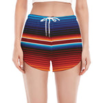 Tribal Mexican Blanket Pattern Print Women's Split Running Shorts