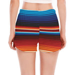 Tribal Mexican Blanket Pattern Print Women's Split Running Shorts