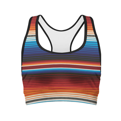 Tribal Mexican Blanket Pattern Print Women's Sports Bra
