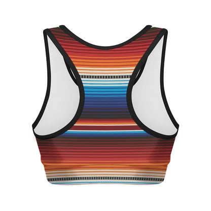 Tribal Mexican Blanket Pattern Print Women's Sports Bra