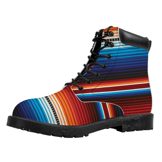 Tribal Mexican Blanket Pattern Print Work Boots