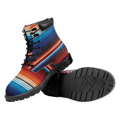 Tribal Mexican Blanket Pattern Print Work Boots