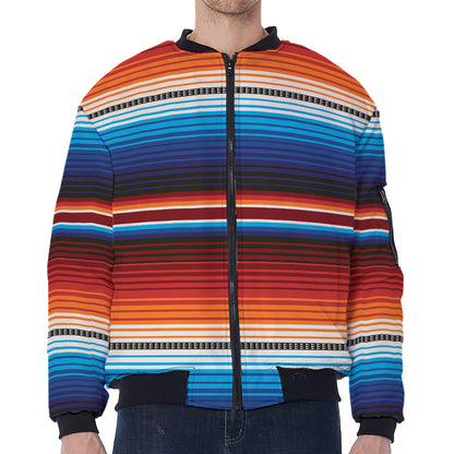 Tribal Mexican Blanket Pattern Print Zip Sleeve Bomber Jacket