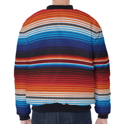 Tribal Mexican Blanket Pattern Print Zip Sleeve Bomber Jacket