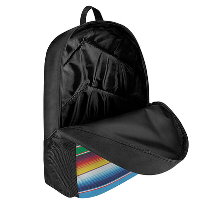 Tribal Mexican Blanket Stripe Print 17 Inch Backpack