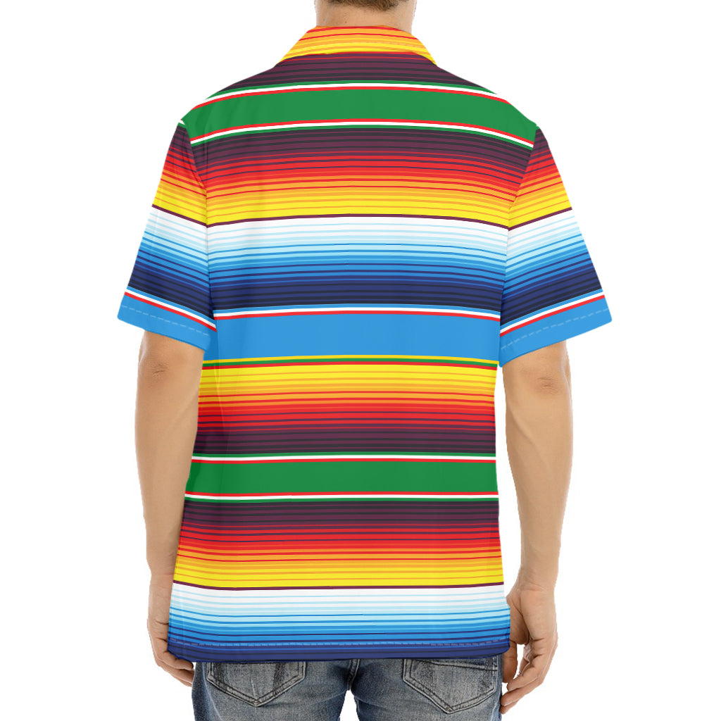 Tribal Mexican Blanket Stripe Print Aloha Shirt