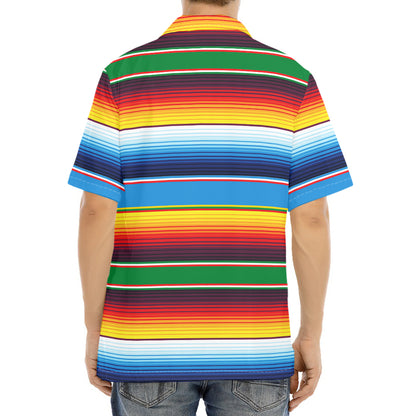 Tribal Mexican Blanket Stripe Print Aloha Shirt