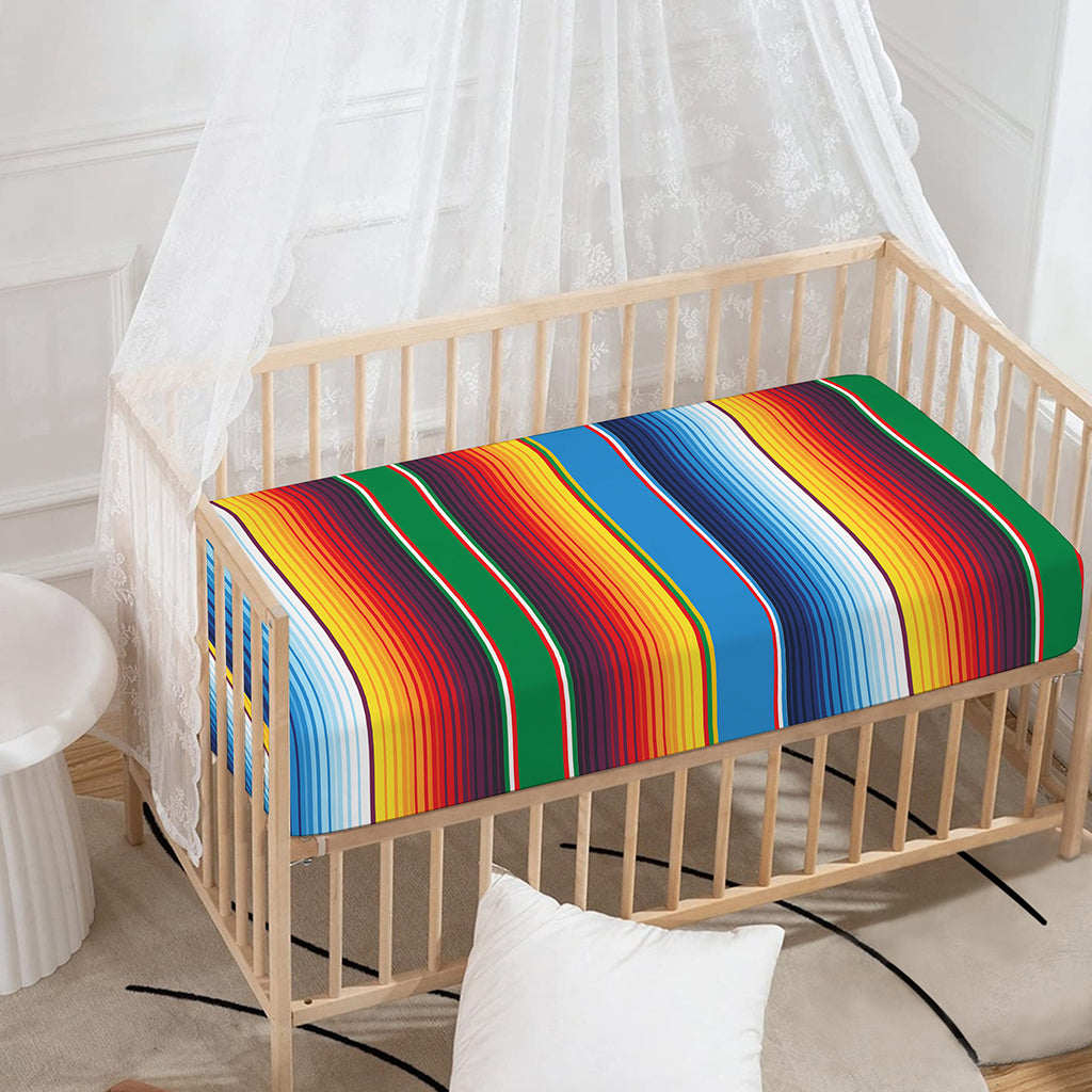 Tribal Mexican Blanket Stripe Print Baby Crib Sheet