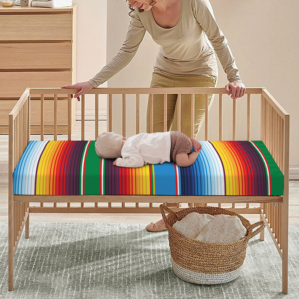 Tribal Mexican Blanket Stripe Print Baby Crib Sheet