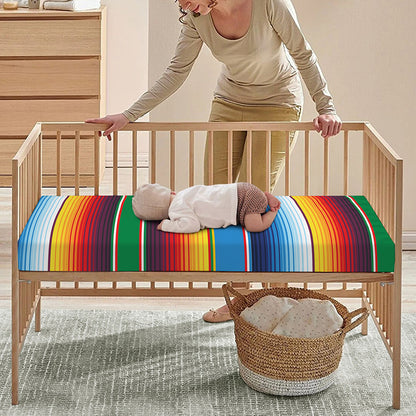 Tribal Mexican Blanket Stripe Print Baby Crib Sheet
