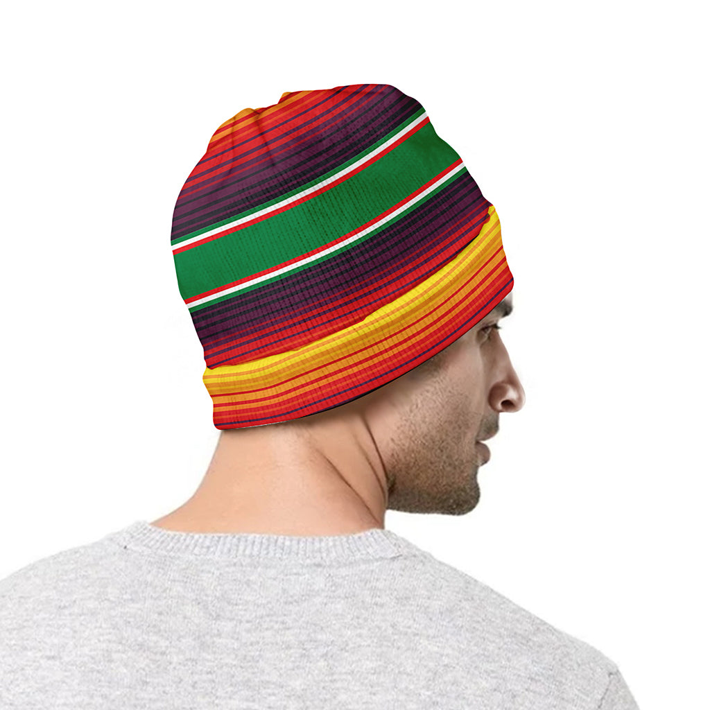Tribal Mexican Blanket Stripe Print Beanie