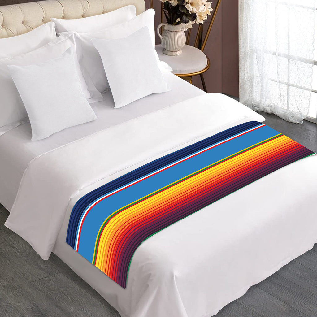 Tribal Mexican Blanket Stripe Print Bed Runner