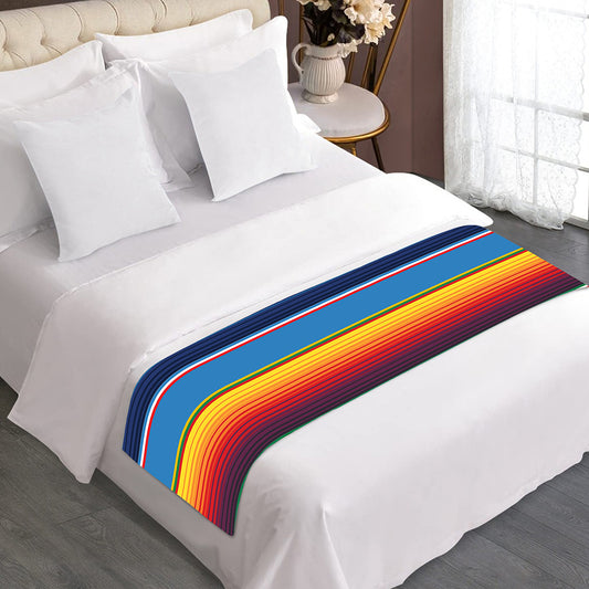 Tribal Mexican Blanket Stripe Print Bed Runner