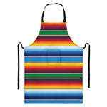 Tribal Mexican Blanket Stripe Print Bib Apron With Pocket