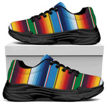 Tribal Mexican Blanket Stripe Print Black Chunky Shoes